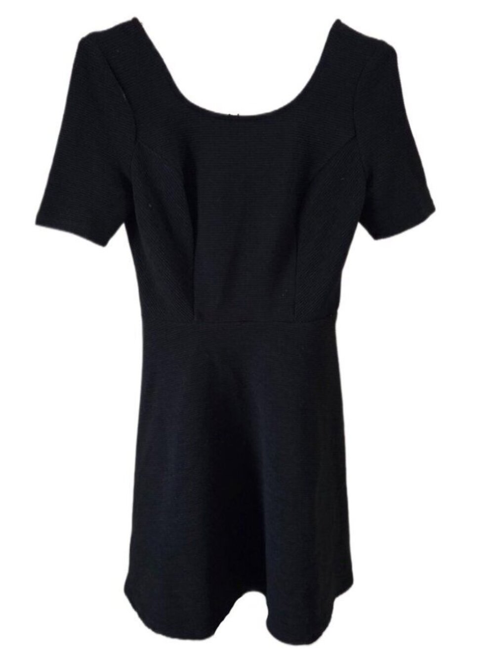 Speechless Short Sleeve Fit & Flare Little Black Dress
